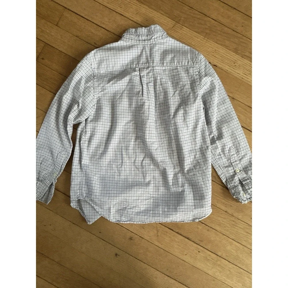 Ralph Lauren Button Down Shirt Kids S 8 Red White Blue Plaid Cotton Long Sleeve